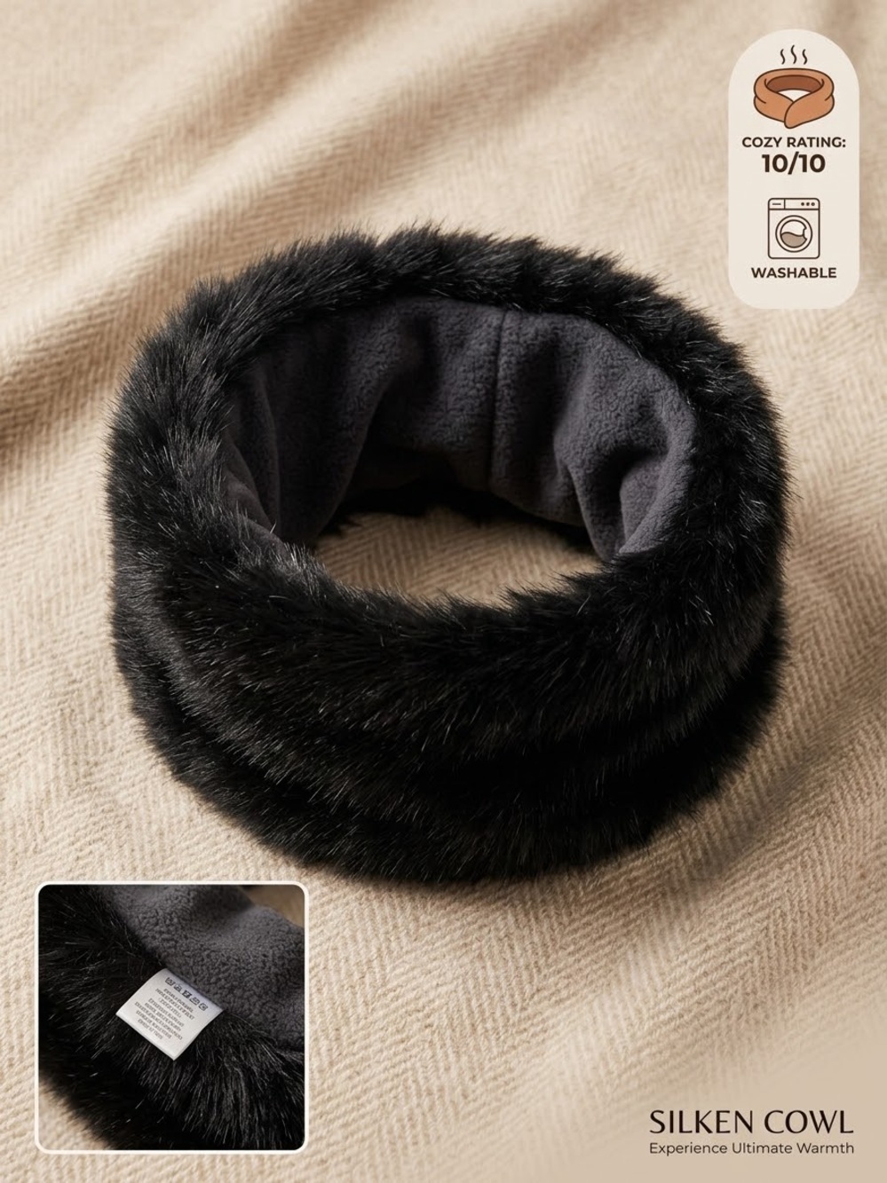 Faux-Fur Neck Warmer - Black